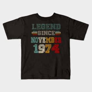 49 Years Old Legend Since November 1974 49th Birthday Kids T-Shirt